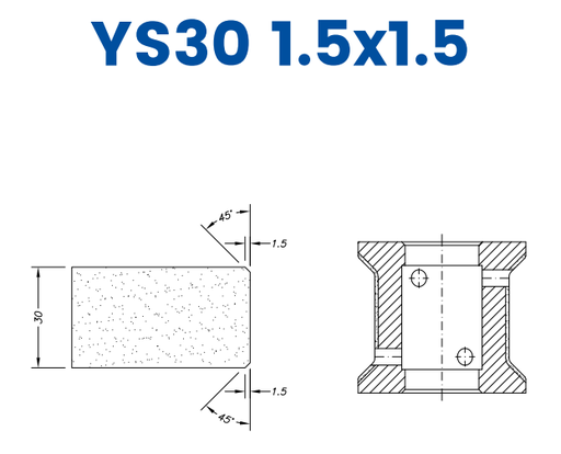 [SC47D445] SC47D445 30mm Double Chamfer 2x2 Line 40 - (Bore 22 Fitting) Profile YS30 1.5x1.5 Position 1 Electroplated Electroplated Kit (soft materials, marble)