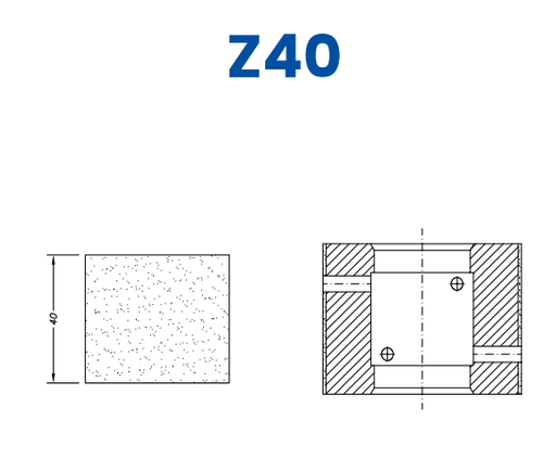 [SCE63035] SCE63035 40mm Flat Edge Line 60 - (Bore 35 Fitting) Profile Z40 EHS Position 3 EHS Kit (all materials, high speed)