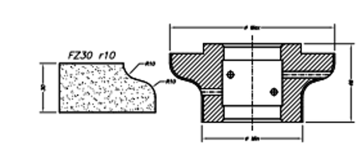 [SC61074] SC61074 30mm Ogee Flat Line 60 - (Bore 35 Fitting) Profile FZ30 Zenith Position 1 Standard Kit (all materials)
