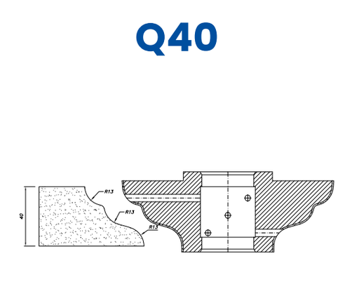 [SC61079] SC61079 40mm Cove Ogee Line 60 - (Bore 35 Fitting) Profile Q40 Zenith Position 1 Standard Kit (all materials)