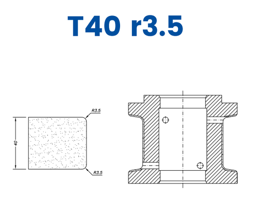 [SC62117] SC62117 40mm Eased Top & Bottom r3.5 Line 60 - (Bore 35 Fitting) Profile T40 r3.5 Zenith Position 2 Standard Kit (all materials)