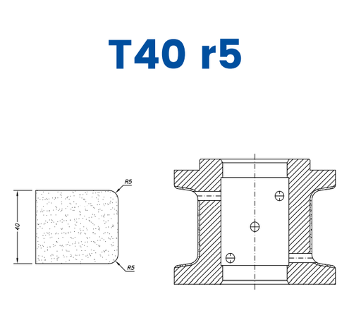 [SC61084] SC61084 40mm Eased Top & Bottom r5 Line 60 - (Bore 35 Fitting) Profile T40 r5 Zenith Position 1 Standard Kit (all materials)