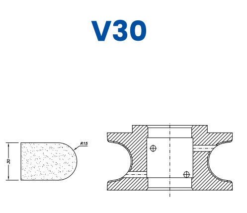 [SC61088] SC61088 30mm Full Bullnose Line 60 - (Bore 35 Fitting) Profile V30 Zenith Position 1 Standard Kit (all materials)