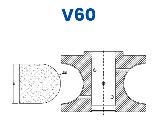 [SC61093] SC61093 60mm Full Bullnose Line 60 - (Bore 35 Fitting) Profile V60 Zenith Position 1 Standard Kit (all materials)