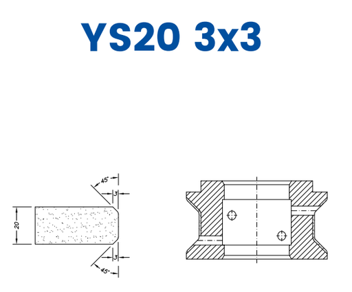 [SC61120] SC61120 20mm Double Chamfer 3x3 Line 60 - (Bore 35 Fitting) Profile YS20 3x3 Zenith Position 1 Standard Kit (all materials)