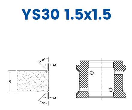 [SC61D445] SC61D445 30mm Double Chamfer 1.5x1.5 Line 60 - (Bore 35 Fitting) Profile YS30 1.5x1.5 Zenith Position 1 Standard Kit (all materials)