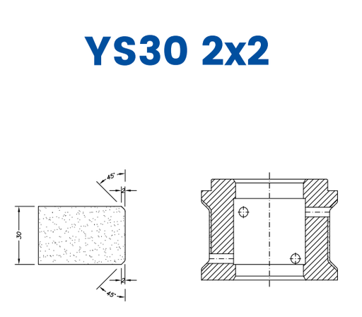 [SC61122] SC61122 30mm Double Chamfer 2x2 Line 60 - (Bore 35 Fitting) Profile YS30 2x2 Zenith Position 1 Standard Kit (all materials)
