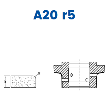 [SC67001] SC67001 20mm r5 Eased Edge (¼ radius) Line 60 - (Bore 35 Fitting) Profile A20 r5 Electroplated Position 1 Electroplated Kit (soft materials, marble)