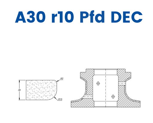 [SC67196] SC67196 30mm r10 Closed Round Edge (⅓ Radius) Line 60 - (Bore 35 Fitting) Profile A30 r10 PFD DEC Electroplated Position 1 Electroplated Kit (soft materials, marble)