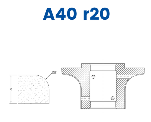 [SC67021] SC67021 40mm Half Bullnose Line 60 - (Bore 35 Fitting) Profile A40 r20 Electroplated Position 1 Electroplated Kit (soft materials, marble)