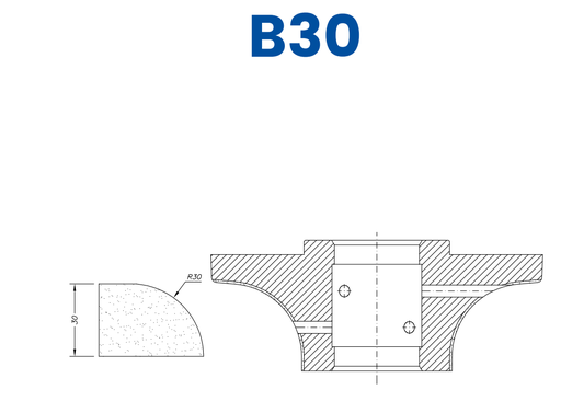 [SC67027] SC67027 30mm Demi Bullnose Line 60 - (Bore 35 Fitting) Profile B30 Electroplated Position 1 Electroplated Kit (soft materials, marble)