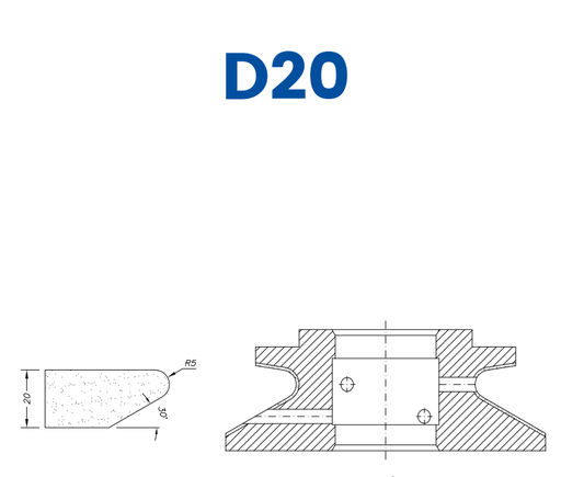 [SC67311] SC67311 20mm Shark Nose Line 60 - (Bore 35 Fitting) Profile D20 Electroplated Position 1 Electroplated Kit (soft materials, marble)