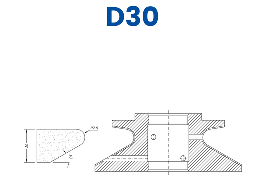 [SC67312] SC67312 30mm Shark Nose Line 60 - (Bore 35 Fitting) Profile D30 Electroplated Position 1 Electroplated Kit (soft materials, marble)