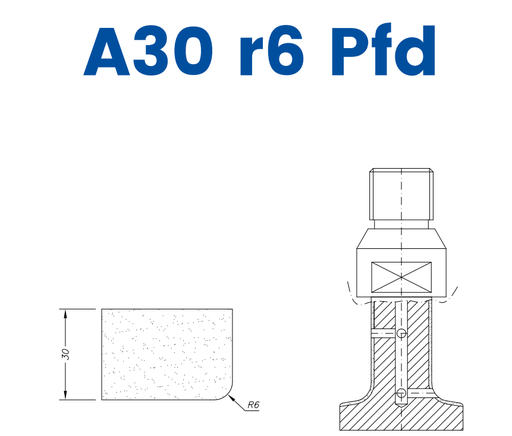 [SC23013] SC23013 LINE 20 30mm r6 Eased Edge Polished Face Down Profile A30 r6 Pfd Position 3 BiPower Electroplated Kit (soft materials, marble)