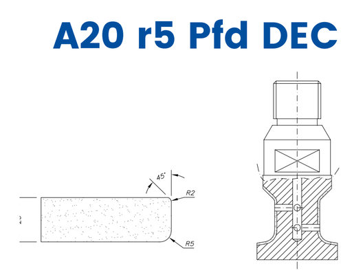 [SC23321] SC23321 LINE 20 20mm r5 Eased Edge Polished Face Down DEC Profile A20 r5 PFD DEC Position 3 BiPower Electroplated Kit (soft materials, marble)