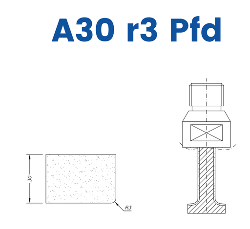 [SC26364] Marmo Elettromeccanica SC26364 LINE 10 30mm r3 Eased Edge Polished Face Down Profile A30 r3 Pfd Position 6 Longlife+ Electroplated Kit (soft materials, marble)