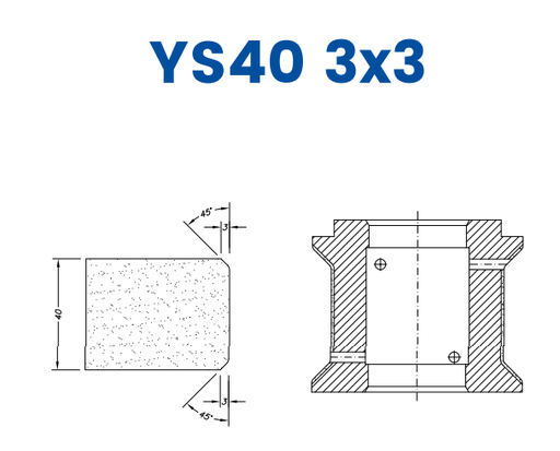 [SC65124] Marmo Elettromeccanica SC65124 40mm Double Chamfer 3x3 Line 60 - (Bore 35 Fitting) Profile YS40 3x3 Longlife+ Position 5 EHS Kit (all materials, high speed)