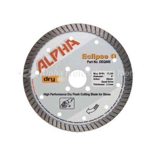 [DEQ005] Alpha Eclipse Q High Performance Dry Flush Cutting Blade for Stone (5" Diameter, 20 mm Arbor)