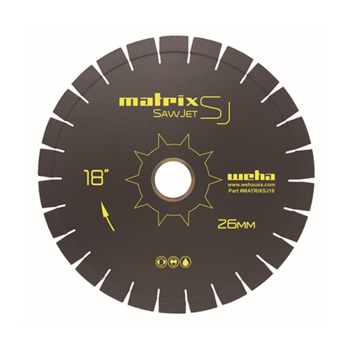 [MatrixSJ18-26] Weha USA Matrix SJ SawJet Bridge Saw Blade with 20mm Arbor for Quartz, Quartzite, Granite and Marble