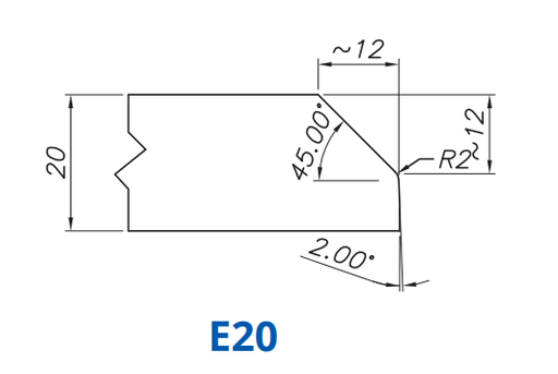 [SS72045] Marmo Elettromeccanica SS72045 Profile 20mm 2/3 Bevel E20 Technology Frangistone Position - INTERNAL WATER ROUTER BITS (IW BITS)